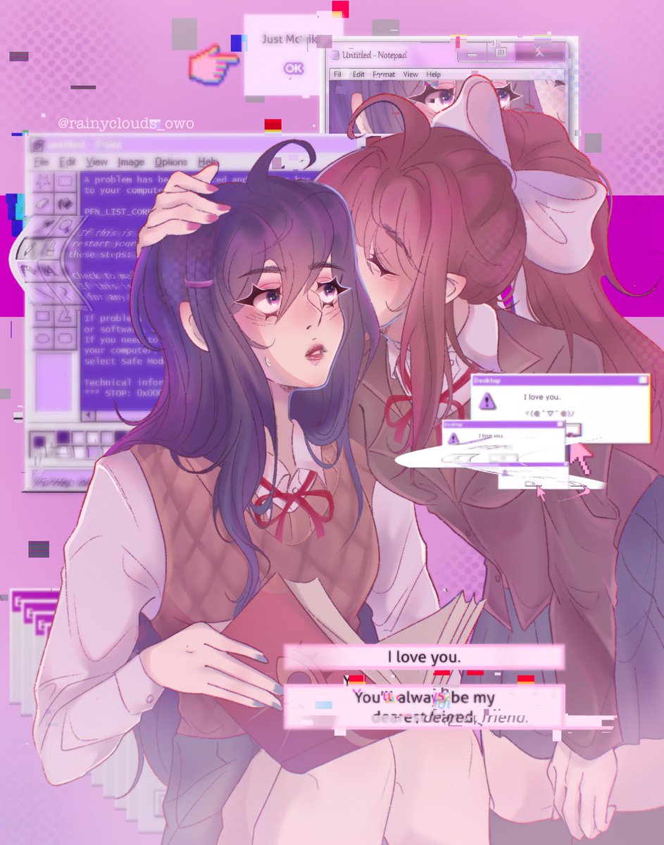 rainyclouds_owo's tweet image. трейд з чарівною @nxritsukoo &lt;3
#DDLC #DDLCfanart #yurixmonika #yurika