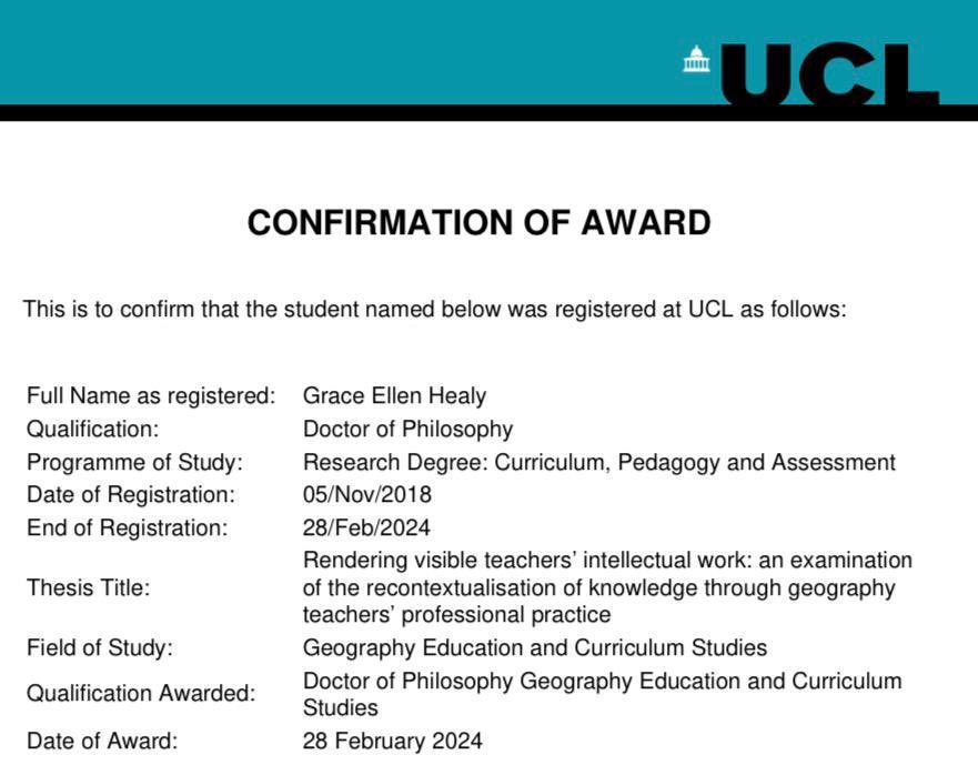 Officially Dr Healy🎓#PhDDone. Immensely grateful for the enriching and unwavering support of @DrClareBrooks & @GeoWalshe as wonderful supervisors, and thankful for all those who have made this journey possible! 📘Thesis available open access: discovery.ucl.ac.uk/id/eprint/1018…