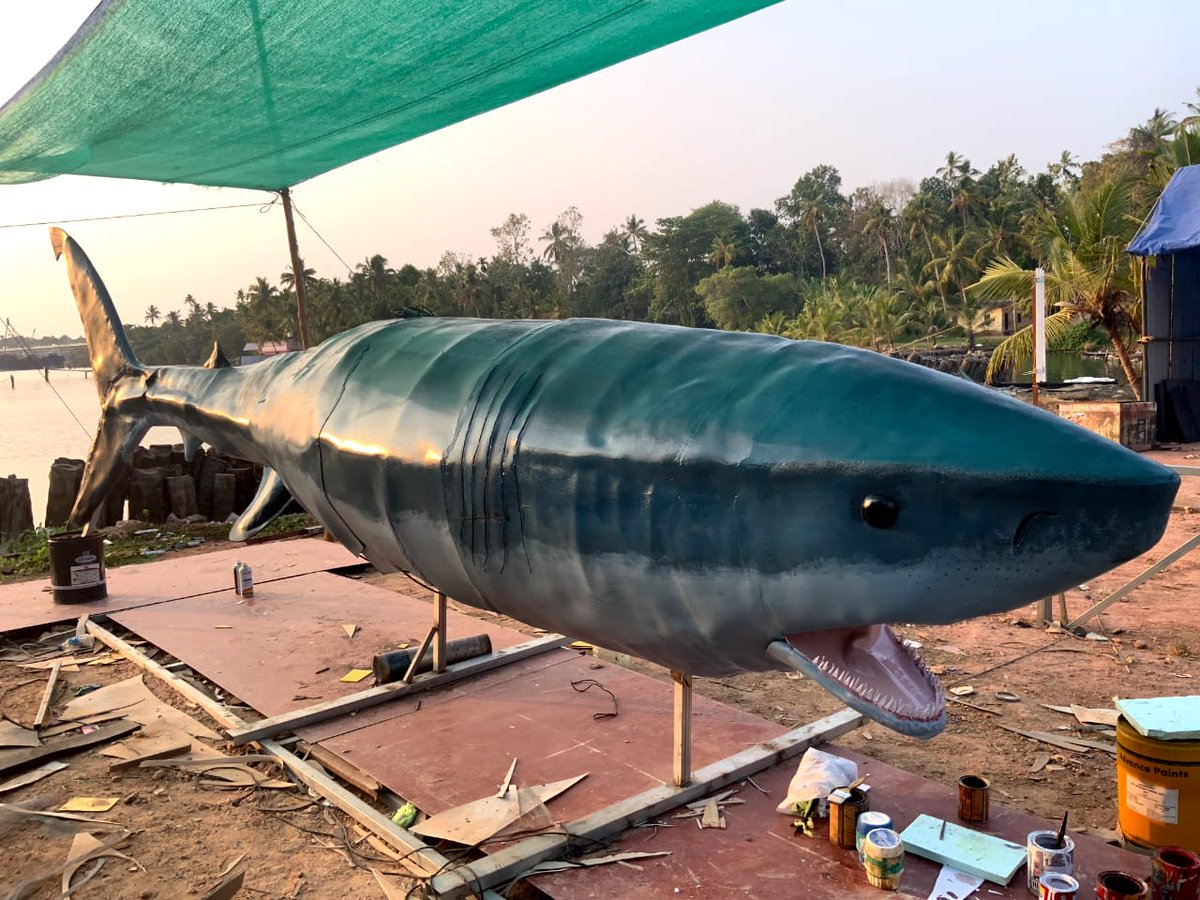 Forumkeralam2's tweet image. 20 foot shark created for #WeekendBlockbusters's mass film with Antony varghese pepe which is slated for onam release