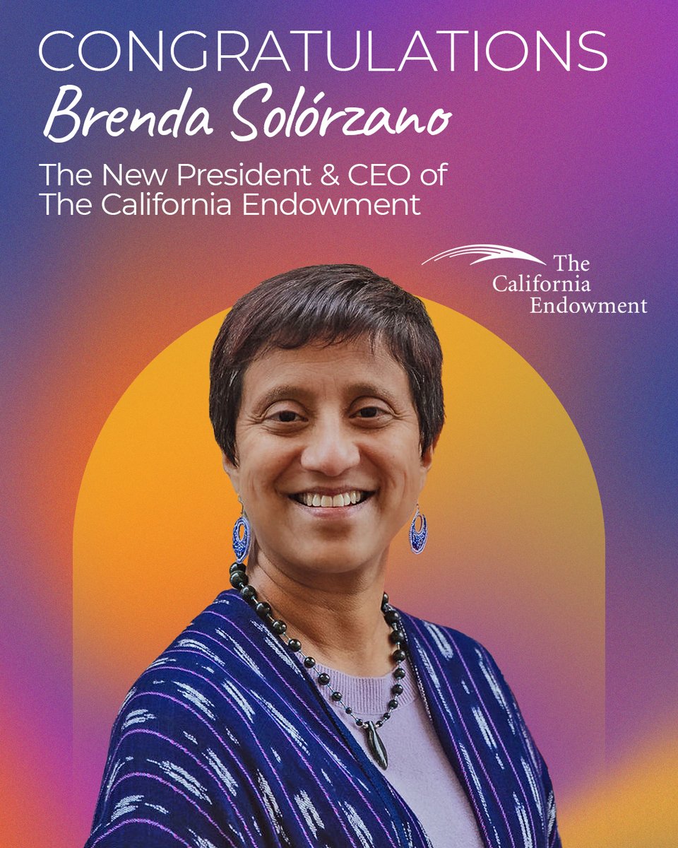 GEO Congratulates Brenda Solórzano on her new role as President and CEO of @CalEndow. We're looking forward to working, collaborating, and walking alongside one another as we continue the commitment to health equity in California.