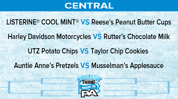 PAChamber's tweet photo. After an astonishing 45,000 votes cast in the first round, here are the second round matchups for the 2024 Coolest Thing Made in PA contest!  Voting for the second round begins at noon on Tuesday, March 26.  View the full bracket here: https://t.co/lkn07lS99l #CoolestThingPA https://t.co/JmBEVDapTF