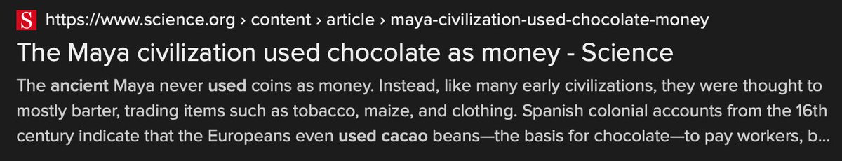 StevenH87680674's tweet photo. @choffstein I vaguely recall reading about how cacao nibs were used as one form of currency by the Mayans. https://t.co/wvbQi8glUN