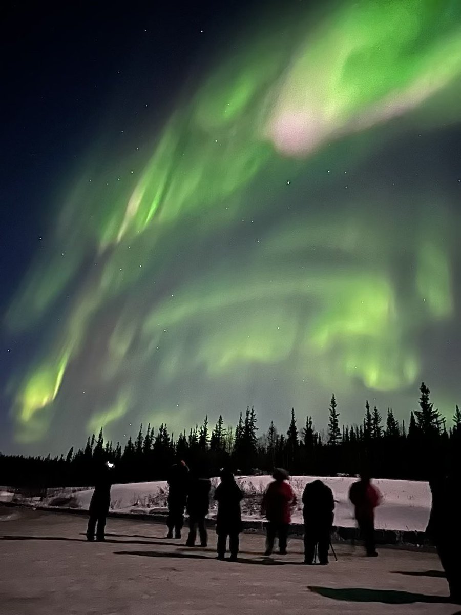 Another amazing night of #AuroraHunting here in #Yellowknife last night!! Guests enjoy dancing pink green level 5.0 #Aurora! Winter season ending soon can’t wait for summer Aurora!! Aug15-Oct15 
#auroraborealis #bucketlist #northernlights #bestplacetoseeaurora #indigenoustourism