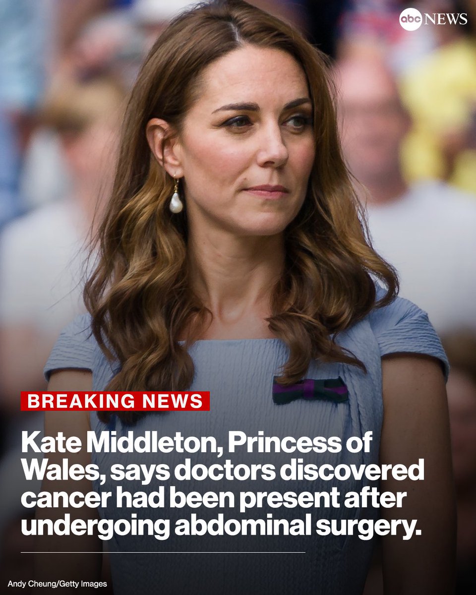 BREAKING: Kate Middleton, Princess of Wales, says doctors discovered cancer had been present after undergoing abdominal surgery and she is now undergoing preventative chemotherapy.

abcnews.go.com/GMA/Culture/ka…