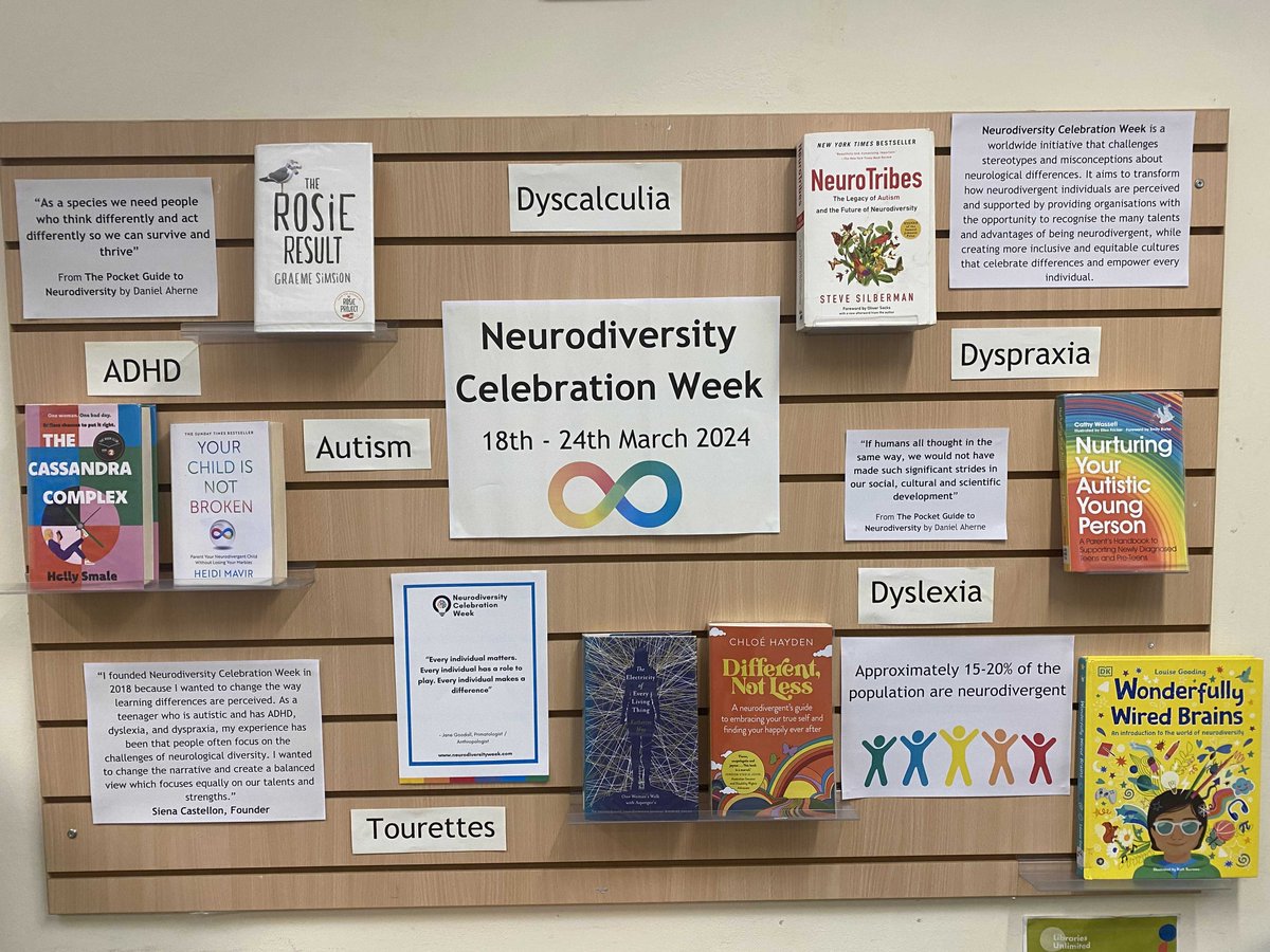For Neurodiversity Celebration Week we have carefully selected a fantastic collection of neurodivergent affirming books. Need some help choosing? Just ask staff #neurodiversitycelebrationweek