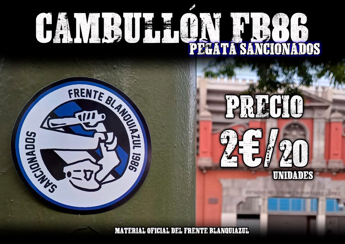 Nueva pegata de Sancionados a la venta desde mañana en el 'Sancionados Fest' y en las previas de los partidos. 📬 Envíos por cambullonfb@gmail.com