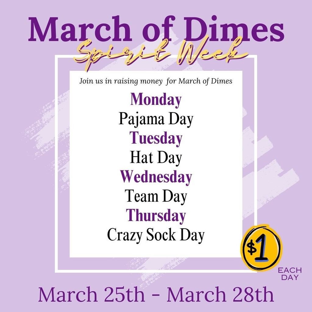pvespride's tweet image. Please join us in raising money for March of Dimes next week. Students may bring $1 each day to participate in the spirit days attached. #pvespride