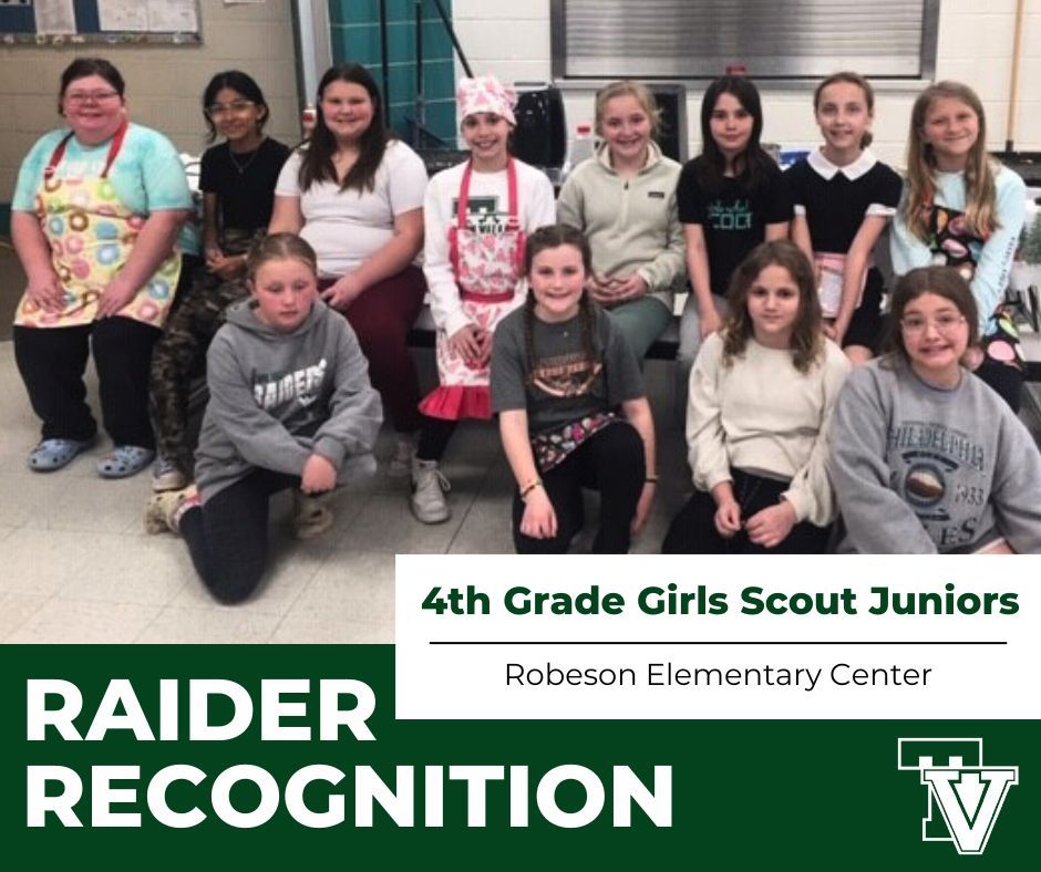 #RaiderRecognition: Robeson Elementary Center would like to recognize Twin Valley’s 4th Grade Girl Scout Juniors troop for facilitating a “breakfast for dinner” night on Monday, March 18th as part of their work towards a cooking badge.