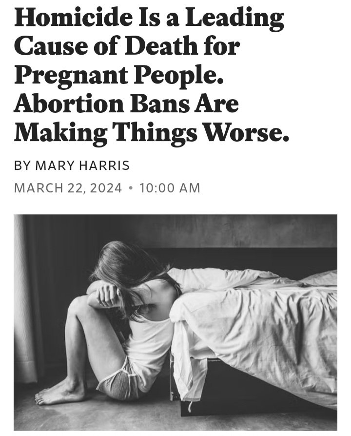 DoomScroling's tweet photo. Prior to roe being overturned pregnant people in states with abortion restrictions experienced a 75% higher rate of homicide than those in states without abortion restrictions.

Since Roe was overturned & abortion bans were passed there has been an increase in violence & reproductive coercion against pregnant people in abortion ban states.