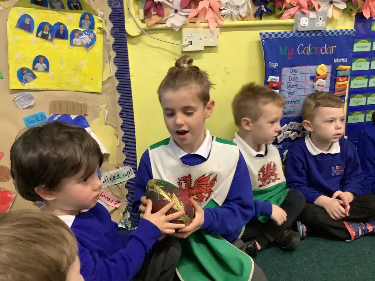 LlanFach2030's tweet photo. @LlanFachPrm Reception have had a great half term. We found a Dragon egg in our classroom. We kept in warm until it hatched and then tiny baby dragon grew into a toddler! #wonderfulwales https://t.co/6qnPXUwcEO