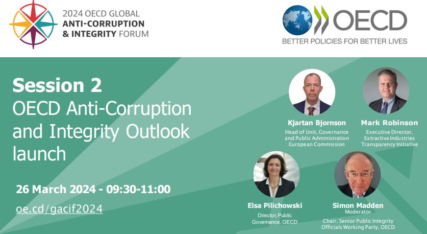 OECDgov's tweet photo. π’ 2024 OECD Global Anti-Corruption & Integrity Forum
Join us for the launch of the OECD Anti-Corruption and #IntegrityOutlook, which sheds new light on how countriesβ integrity frameworks are performing with recommendations for improvement.
Register π https://t.co/keh1oHyhgM https://t.co/YaJqyzNPlN