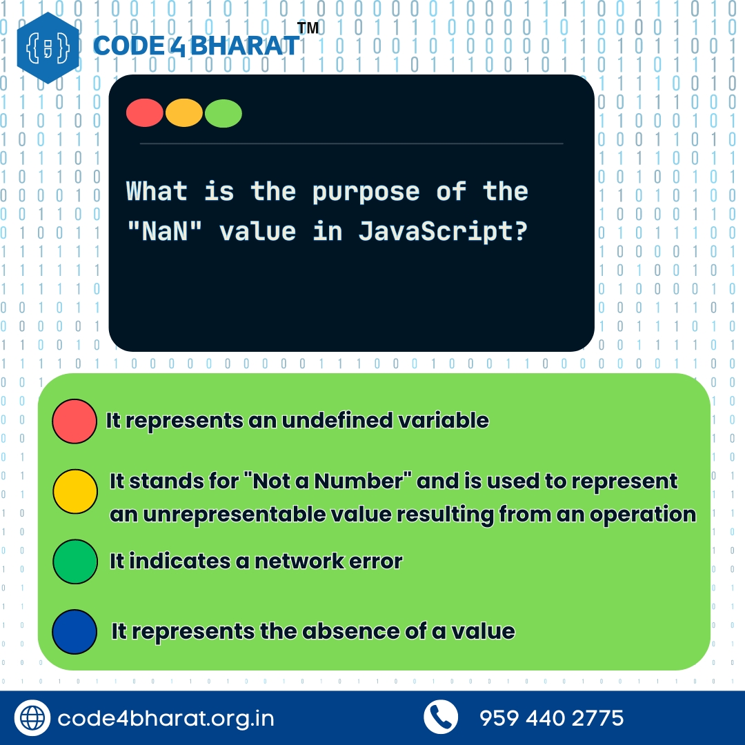 neha_mehna4809's tweet image. Curious about 'NaN' in JavaScript? 🤔 Join us on a coding adventure! 💻 Comment your insights below & tag your coding buddy! 🔥 #JavaScriptMystery #NaNExploration #CodingChallenge #TechTalk #CodingCommunity #JavaScript #ProgrammingPuzzle