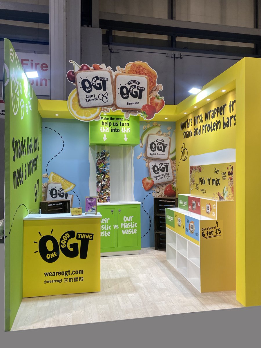 GHDisplay's tweet photo. A fantastic example of a sustainable exhibition stand for the makers of sustainable protein snacks @weareogt 
https://t.co/fLB9Q9puq8 https://t.co/9cb0zZvVxE