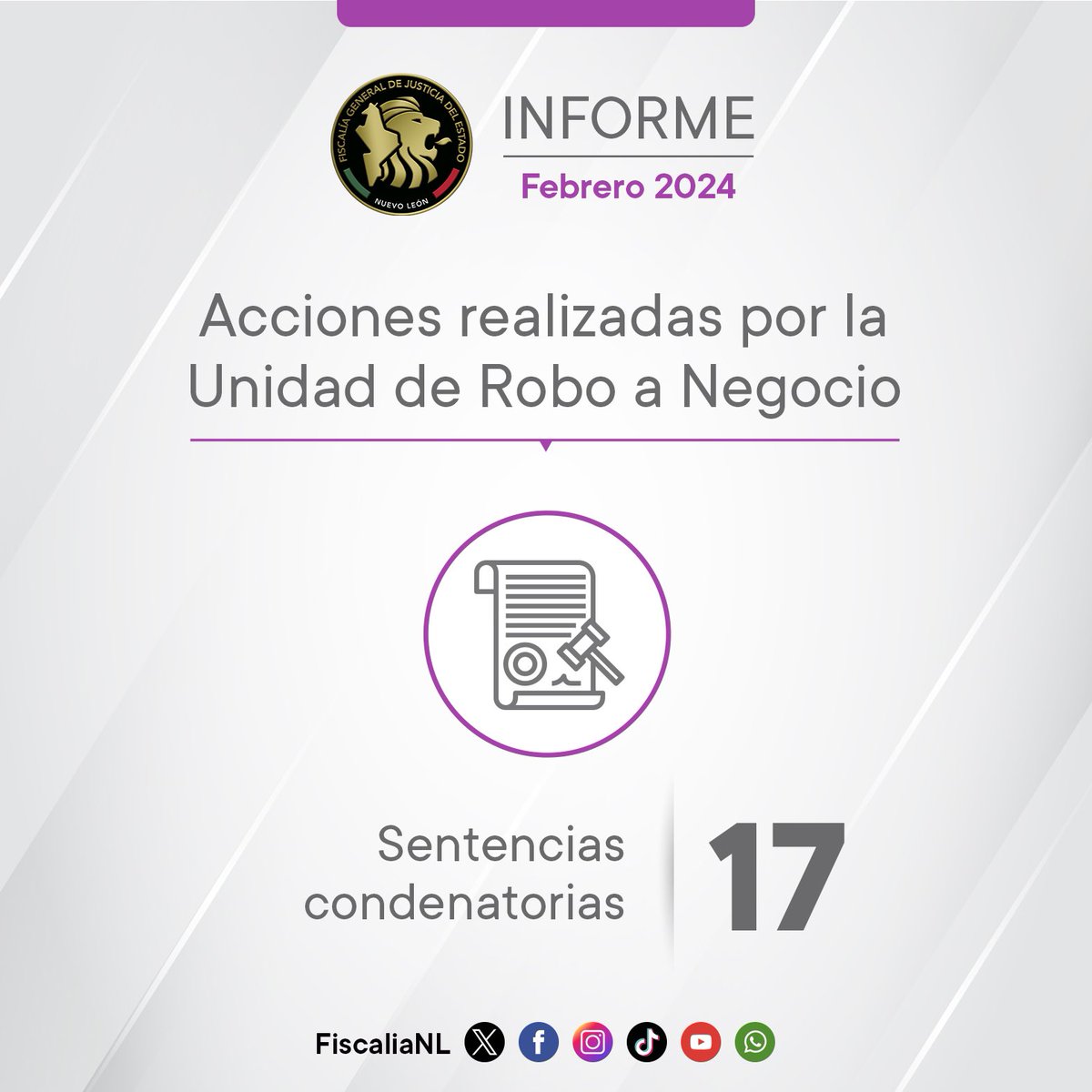 📊 Durante el mes de febrero, la #fiscalíanl logró acciones relevantes contra el delito de Robo a Negocio, aquí te compartimos la información 👉🏽