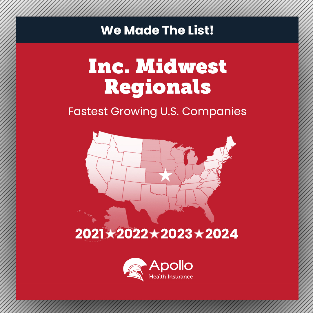 We're thrilled to announce that, for the fifth consecutive year, Apollo made the list for the Inc. 5000 Fastest-Growing U.S. Companies! This achievement reflects the hard work of our team, as well as the incredible support of our clients.

#inc5000 #apollohealthinsurance