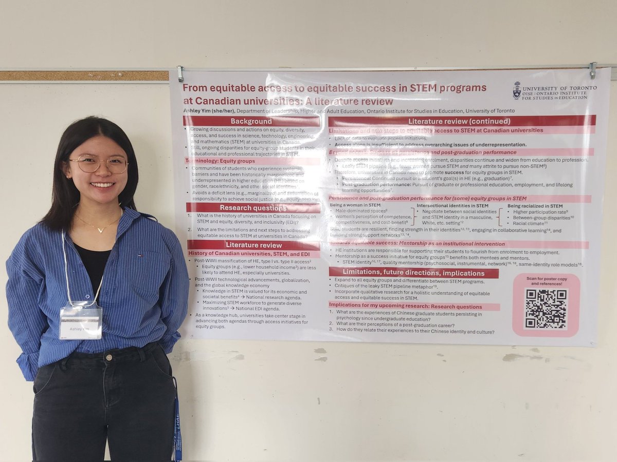 ay_ashleyyim's tweet photo. Just presented my poster at @OISE_GSRC about equitable access and success in STEM programs at Canadian universities! https://t.co/EtL5KgStYN