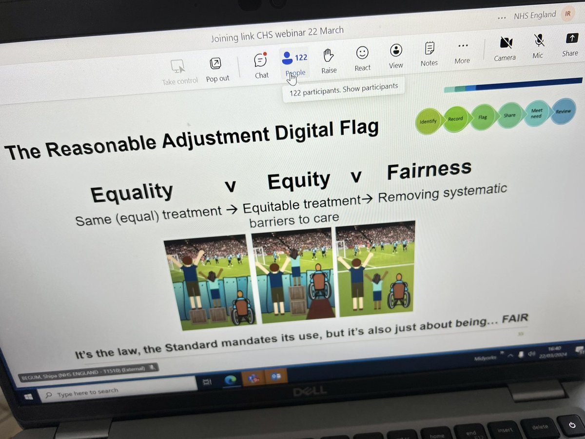 An excellent seasion on Reasonable Adjustments delivered at the Community Health Services Webiner this evening. The power of sharing learning and innovative practices. #SystemsWorking