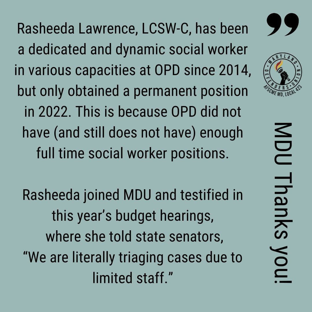 MDDefenderUnion's tweet image. #SocialWorkMonth #FundPublicDefense