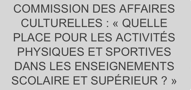 Écoutez de la 49’ à la 56’, M. Jérôme Vandenabeele, directeur national de l’Union sportive de l’enseignement du premier degré (USEP) 👏👌. videos.assemblee-nationale.fr/video.14800892…