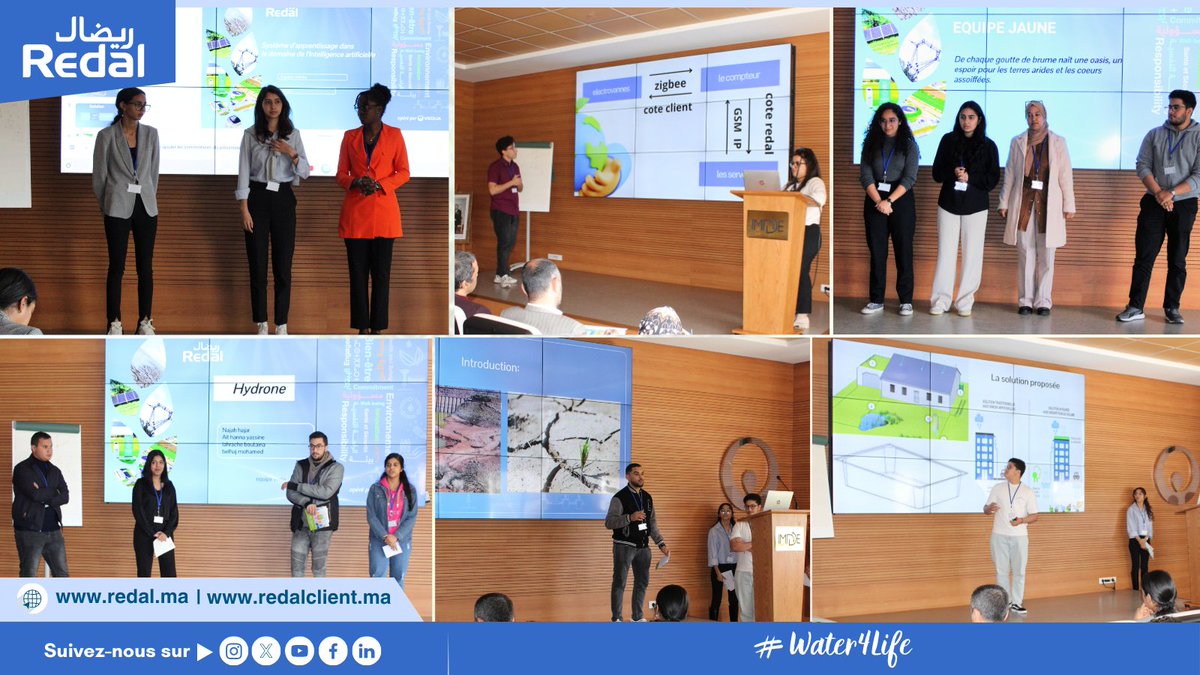 RedalOfficiel's tweet photo. ✨Nos participants ont pitché leurs projets devant d'un #jury constitué des acteurs de l'eau de #Redal et de l'ENSAM
💡Des idées nouvelles autour de la rationalisation de notre consommation d’💦 et une belle énergie collective était au RDV aujourd'hui pour ce #PitchTime 
#JME https://t.co/uIy696Tbah