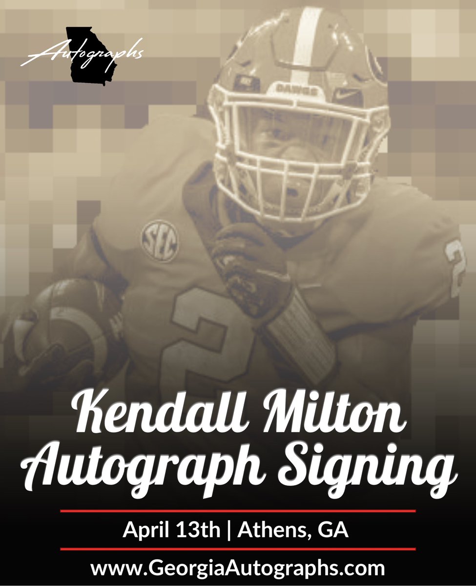 We’ll be hosting Kendall Milton Saturday, April 13th in Athens for a public autograph signing! ✍️🐶🔥 Time and location TBA soon. Tickets on sale now at GeorgiaAutographs.com!