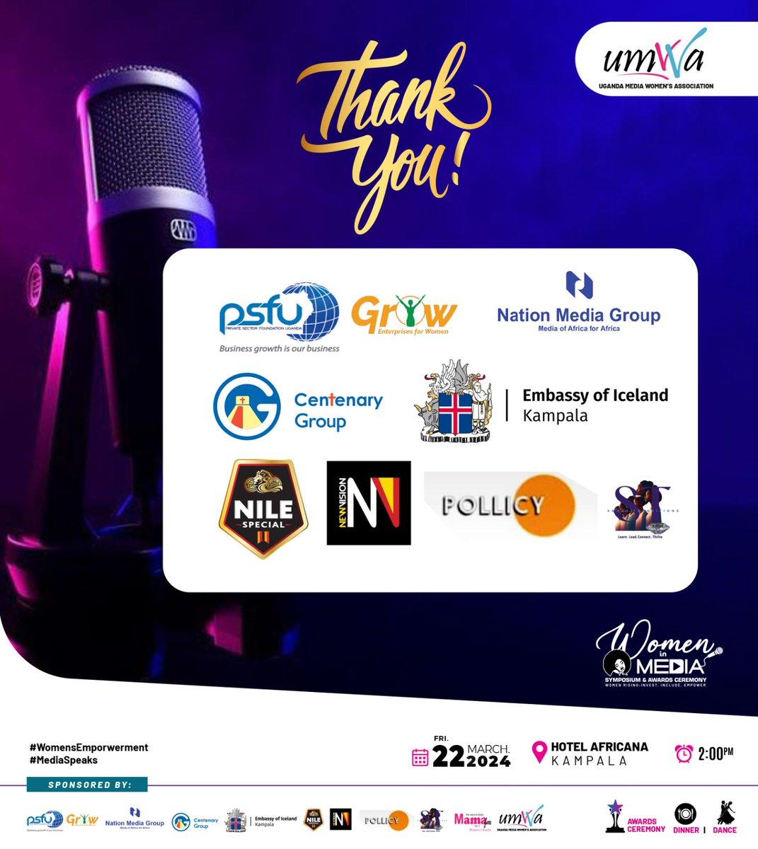 Thank you to all our partners for their invaluable support in making the Annual Women in Media Symposium & Awards a resounding success! Your commitment to empowering women in the media industry is truly commendable. Together, we're making a difference! #WomenInMediaSymposium