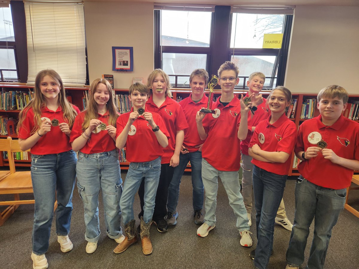 Congratulations to the CMS 7th and 8th grade Scholastics Teams for taking 1st place at the Chadron Quiz Bowl. #GoCardsNation