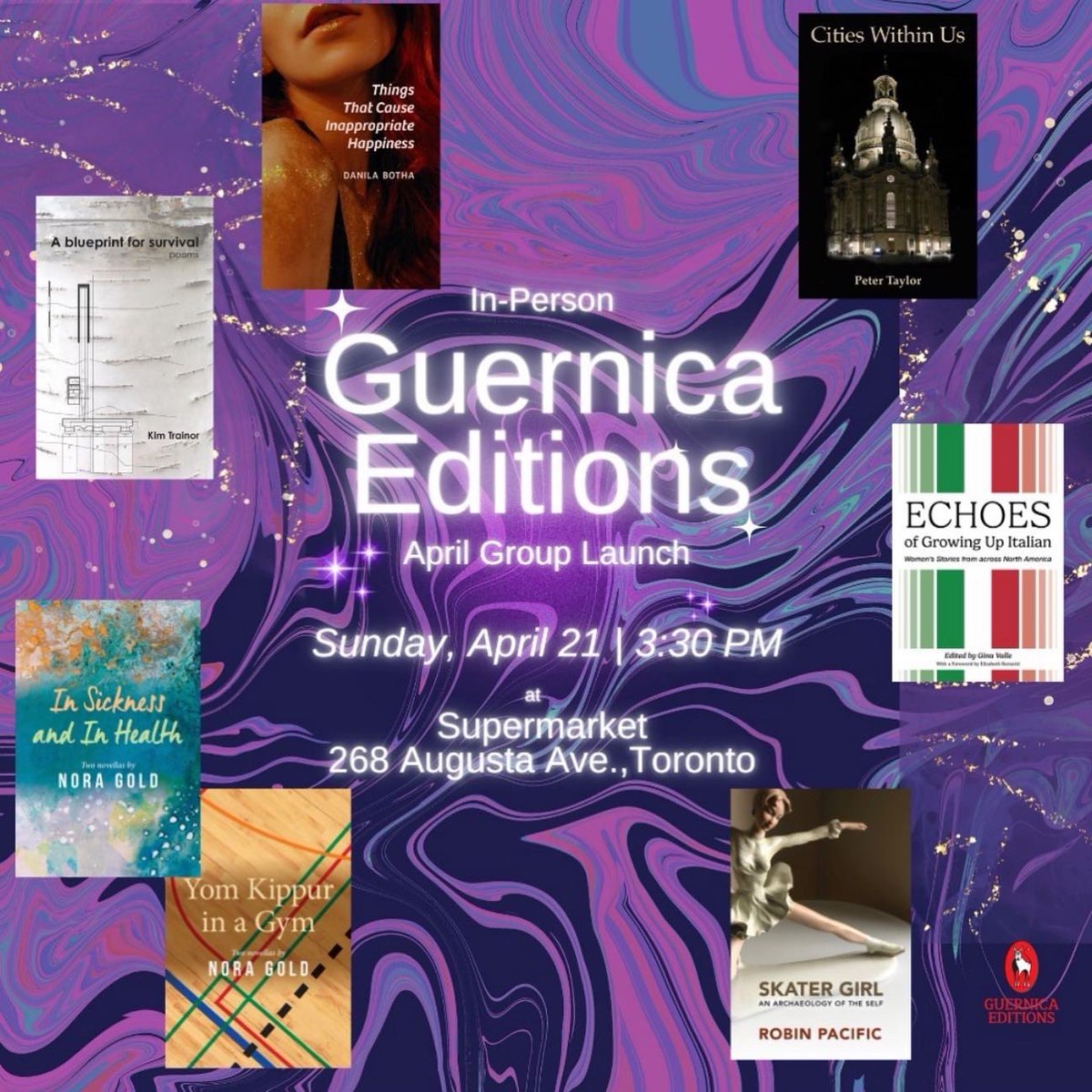 So thrilled to get to do three events in April to launch my upcoming @guernica_ed book Things That Cause Inappropriate Happiness with such amazing authors @NoraGold Samantha Bailey @wanlittlehusk Rebecca Rosenblum, K Trainor, Peter Taylor, Gina Valle, and Robin Pacific ❤️❤️📚📚🎉