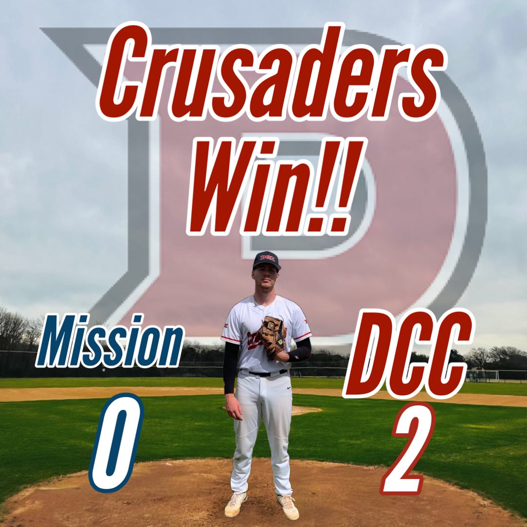 The Crusaders win their conference opener 2-0 and split the DH for the day. Derek Lewis throws a complete game shutout!