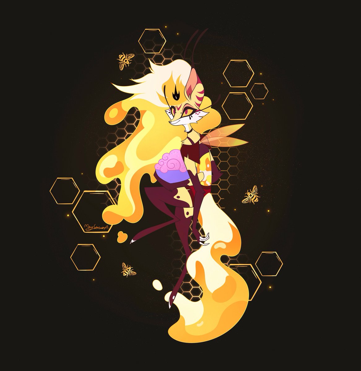 Maysrinn's tweet photo. Little honey bee~ 🐝✨🍯

#HelluvaBoss #HelluvaBossBeelzebub https://t.co/cN44XWcQZ5