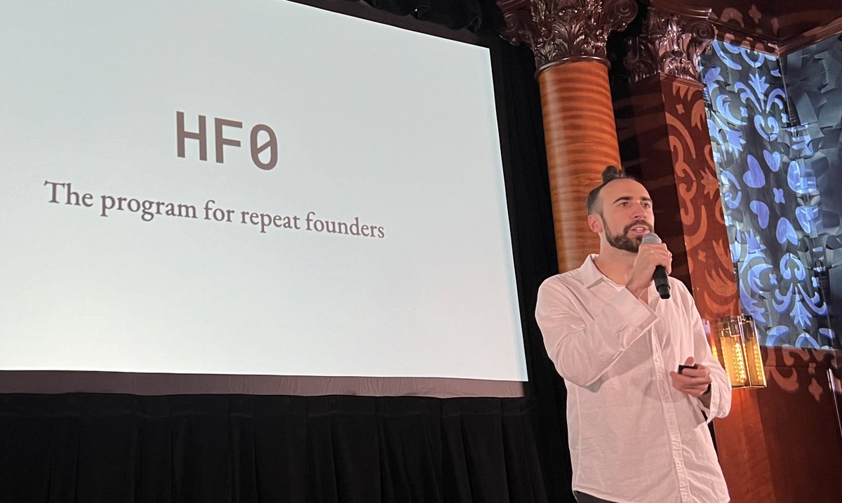 AlexReibman's tweet photo. HF0 is SF’s most exclusive residency for repeat founders.

These outlier startups spent 3 months straight grinding in the Code Monastery. Now they’re ready to show off what they’ve built.

Here’s an inside look at the presentations from the @HF0Residency demo day (🧵): https://t.co/L7yUPpmqKV