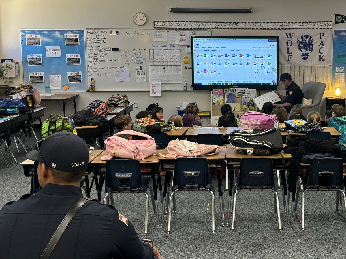 TMFPD's tweet image. What better way to end the week and start spring break, than to read to Brown Elementary third graders for READING WEEK! Thank you for letting us visit. We wish all our students a fun and safe spring break! 🚒🌺🌷🌸 
w/Engine 33 (Foothill Rd) #FutureFirefighter #TMFRProud