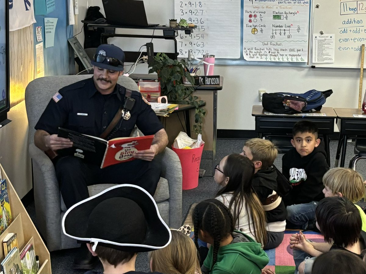 TMFPD's tweet image. What better way to end the week and start spring break, than to read to Brown Elementary third graders for READING WEEK! Thank you for letting us visit. We wish all our students a fun and safe spring break! 🚒🌺🌷🌸 
w/Engine 33 (Foothill Rd) #FutureFirefighter #TMFRProud