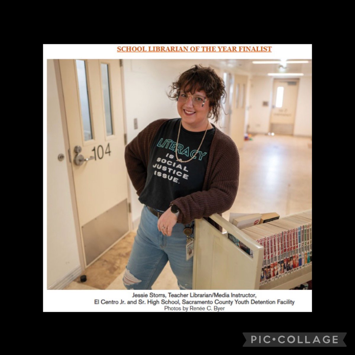 SacCoProbation's tweet photo. Congratulations to our YDF librarian Ms. Jessie Storrs! Ms. Storrs has been recognized nationally, as one of three School Librarian of the Year recipients! This annual award is presented by School Library Journal and sponsored by Scholastic. https://t.co/X2jI1xHDMd https://t.co/scuaS9C6S6