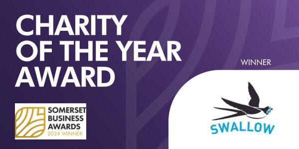 Time for our final award of the night and the #SBA2024 Charity of the Year Award, Kindly sponsored by Clarke Willmott @ClarkeWillmott, goes to SWALLOW Charity @SWALLOWCharity. An incredible achievement! Well done to runners-up bibic @bibic_charity and It’s in the Bag Cancer