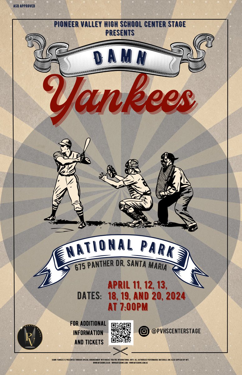 PVHS Theater Company Presents 'Damn Yankees' - Pioneer Valley High School’s Theater Company will present the Broadway mega-hit musical Damn Yankees on April 11, 12, 13, 18, 19 and 20th. smjuhsd.org/sys/content/ne…