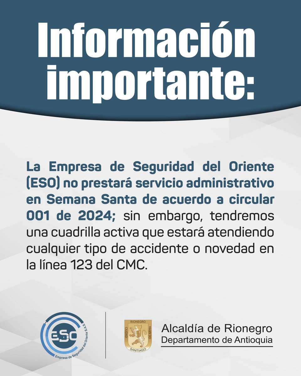 Empresa de Seguridad del Oriente ESO Rionegro tweet media