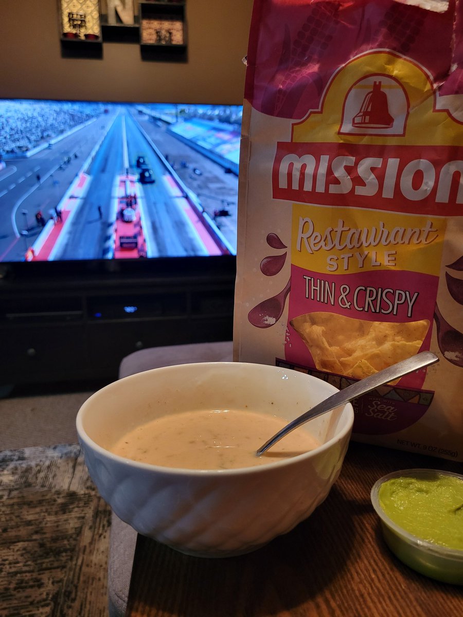 All set for @NHRA #WinterNats with my @MissionFoodsUS chips, queso & guac! #NHRATV #SpeedForAll