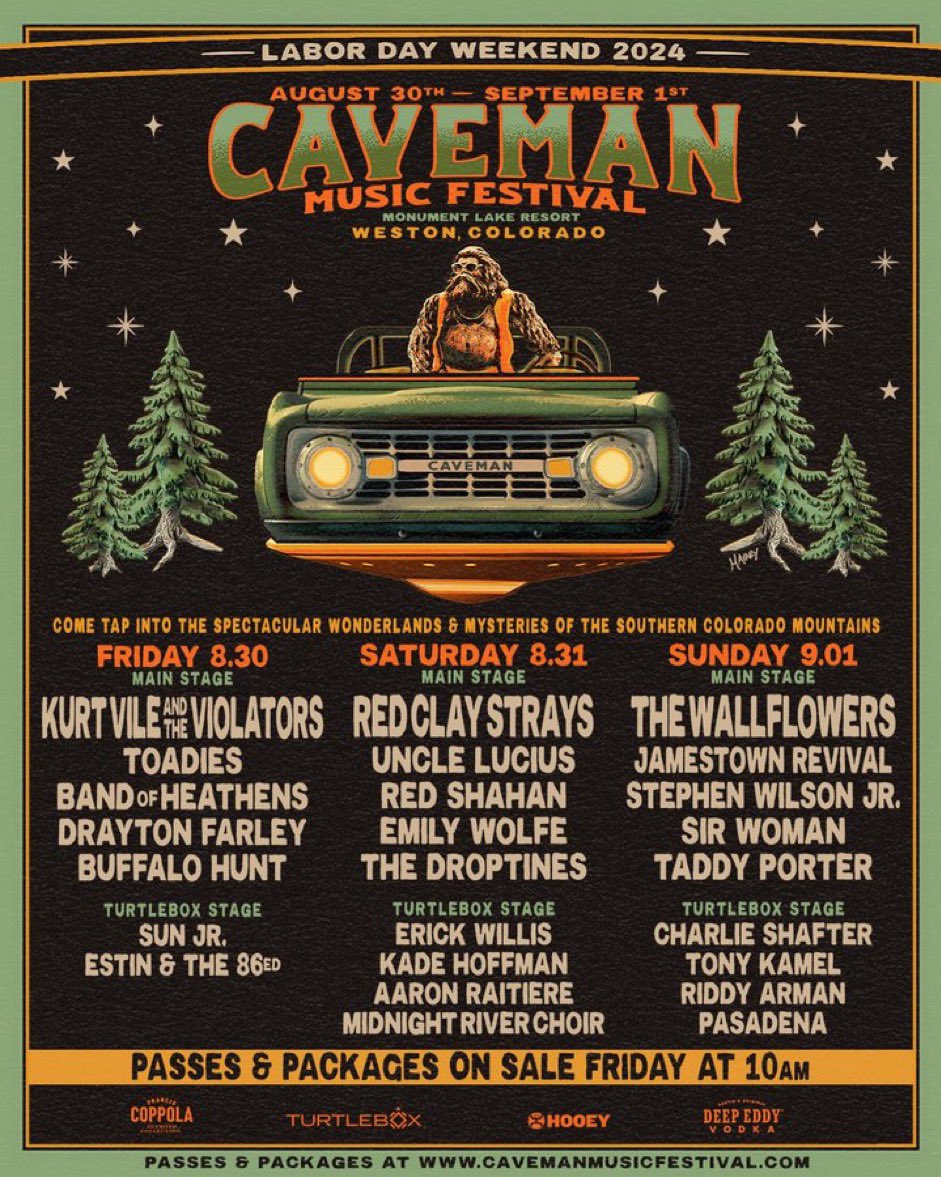 looking førward to seeing you kids this labor day weekend at @CavemanFest in Weston, Colorado 🖤🛸 tickets are on sale now linktr.ee/cavemanmusicfe…