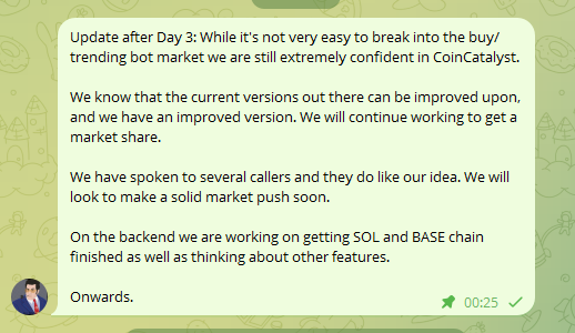 Update for $CCOIN after day 3.