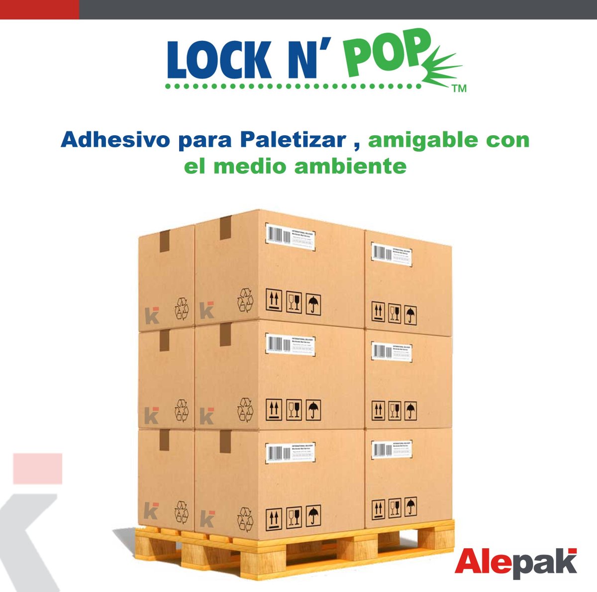 velpak's tweet photo. Cuida el medio ambiente utilizando LOCK N‘ POP  un adhesivo para paletizar sin solventes y biodegradable. Ahorra materiales de estiba, mejora la seguridad del estibado de tus productos evitando reclamaciones por transporte. 

https://t.co/BA0GI6Jl3D https://t.co/OSZfHN3BMT