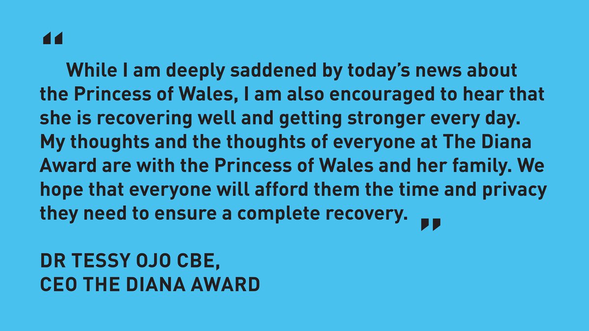 Statement from Dr Tessy Ojo CBE, CEO The Diana Award