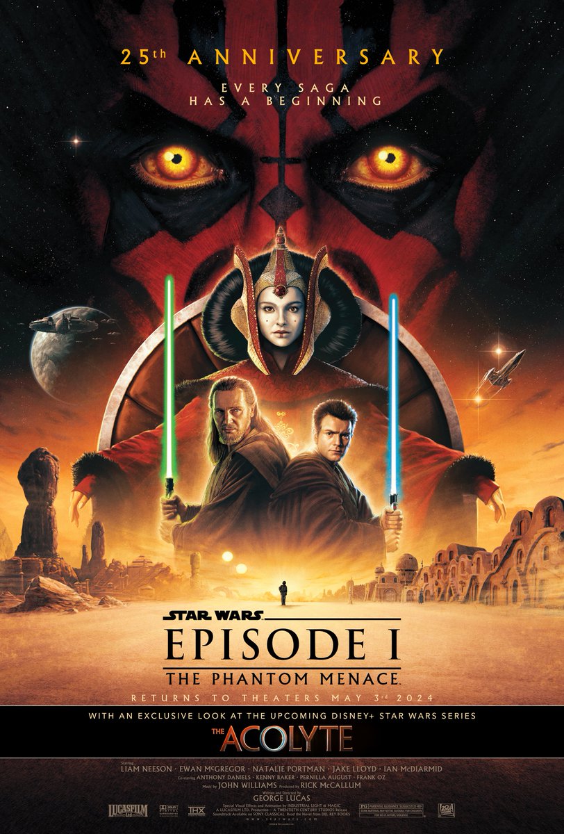 Tickets are now on sale for the return of #ThePhantomMenace in theaters for its 25th anniversary, which will include a special look at #TheAcolyte. 

Check your local theaters and experience JACKED FISH on the big screen! #StarWars