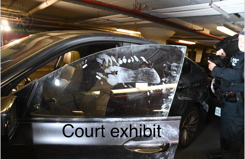 Here’s an exhibit shown to the jury showing hand or palm prints on the driver’s side window of Umar Zameer’s vehicle