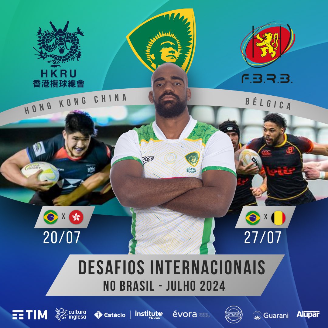 Temos dois encontros internacionais marcados em julho! Os #Tupis🇧🇷🏉 jogarão em casa contra as seleções de 🇭🇰Hong Kong China e da 🇧🇪Bélgica, nos dias 20 e 27, respectivamente. As partidas valem pontos no Ranking Mundial! Acesse e saiba mais: brasilrugby.com.br/2024/03/19/bra…