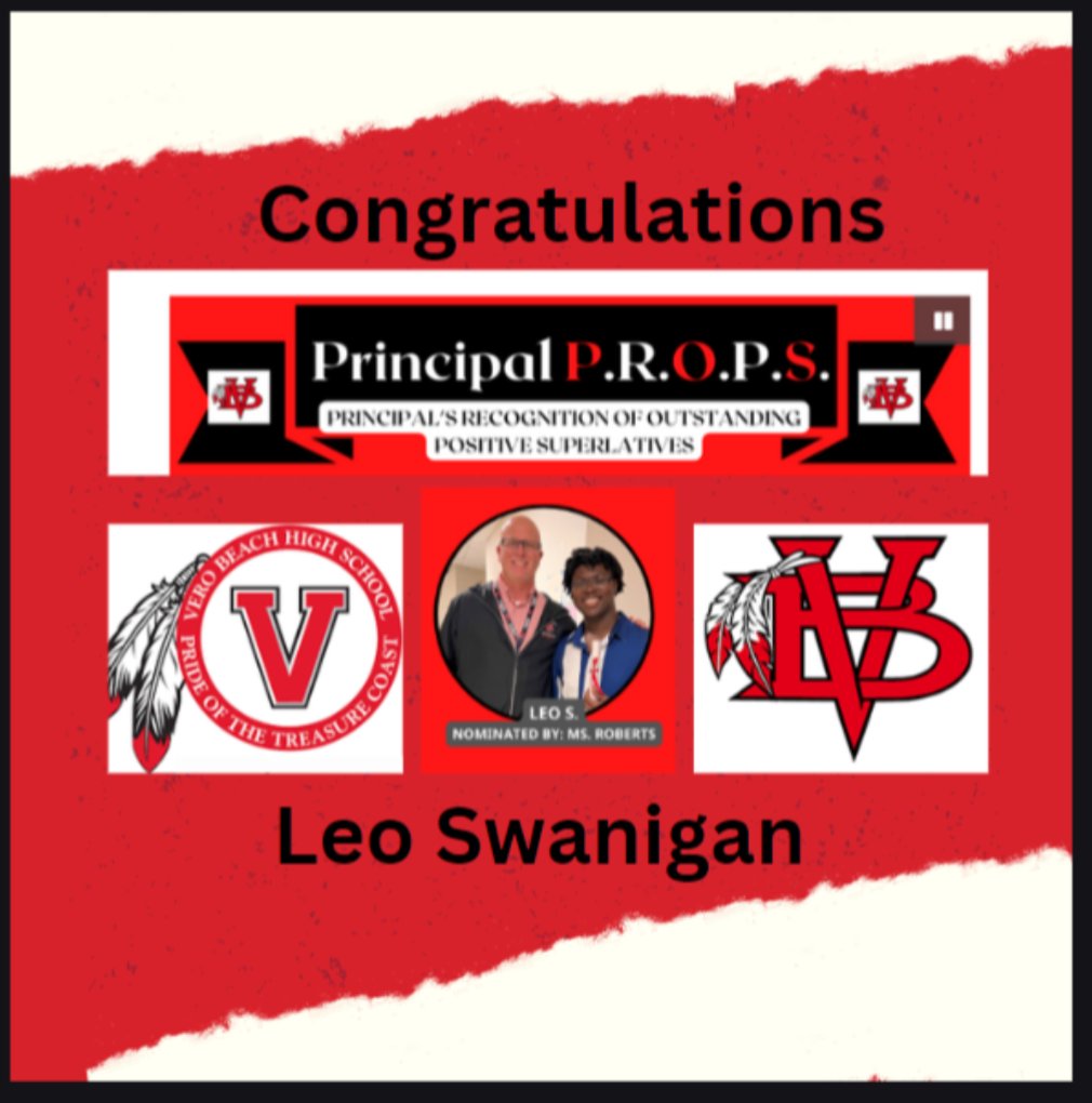 Congratulations to Leo Swanigan! He was recognized for his leadership, good attitude and class participation. Ms. Roberts nominated him to be a Principal PROP- Principals Recognition of Outstanding Positive Superlatives. Well deserved recognition Leo, you're amazing!