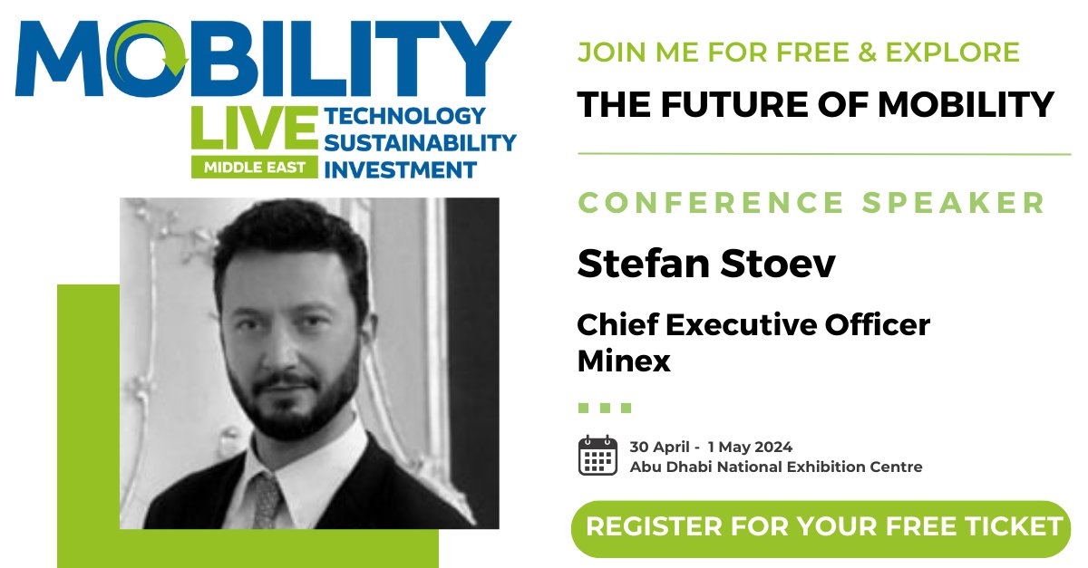 #minex CEO Dr. Stefan Stoev will be speaking at the #MobilityLiveME 2024 in Abu Dhabi on #mining, #mininginvestment, #miningwithprinciples, #rawmaterials, #Resources, #CriticalMinerals, #SustainableDevelopment