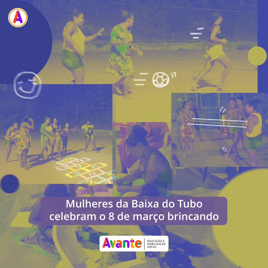 Mulheres da Baixa do Tubo escolhem brincar para celebrar o #8DeMarço. A Data utilizada para rememorar conquistas políticas e reivindicar outras  foi escolhida para o resgate do #DireitoAoBrincar. Projeto #FocoNasInfancias (#OscAvante e @Kindernothilfe)
avante.org.br/mulheres-da-ba…