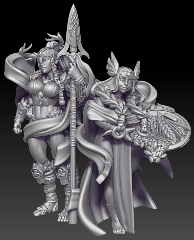 Finished up my Nordic goddesses! They are the actual name-sake that I named my mini shop after! The are the twin goddesses of my Zealot barbarian lady😋