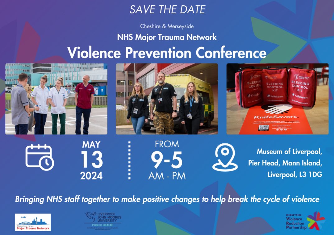 📣Cheshire & Mersey Violence Prevention Conference booking now open📣 Anyone from C&M interested but not on the Major Trauma Network mailing list, email Calum.edge@nhs.net for the booking link! Set to be a great day, with excellent speakers.